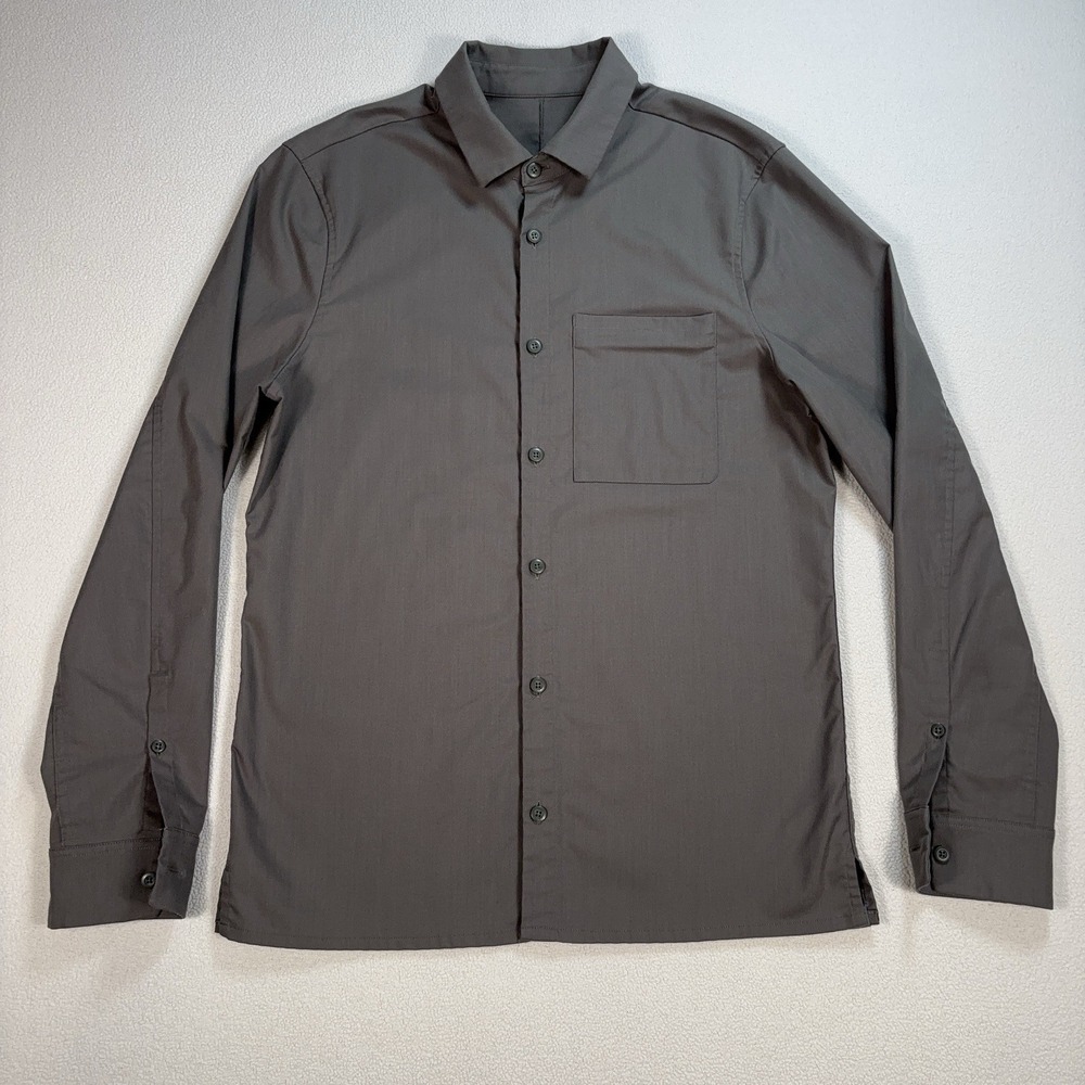 Lululemon Masons Peak Shirt Men's M* Green Gray Pocket Office Commute Button Up
